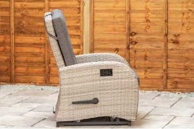 Burbage Rocking & Reclining Rattan Bistro Set in Silver Grey