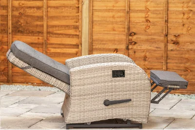 Burbage Rocking & Reclining Rattan Bistro Set in Silver Grey