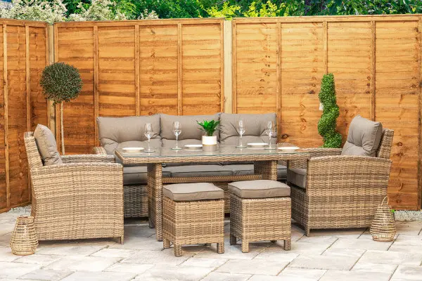 Sapcote Modular Lounge Dining Set in Brown Rattan 