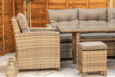 Sapcote Modular Lounge Dining Set in Brown Rattan 