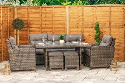 Sapcote Modular Lounge Dining Set in Dark Grey Rattan