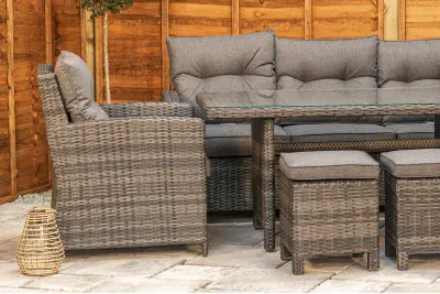 Sapcote Modular Lounge Dining Set in Dark Grey Rattan