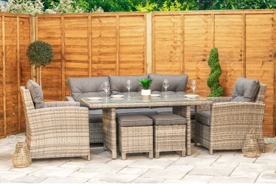 Sapcote Modular Lounge Dining Set in Grey Rattan