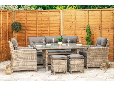 Sapcote Modular Lounge Dining Set in Grey Rattan