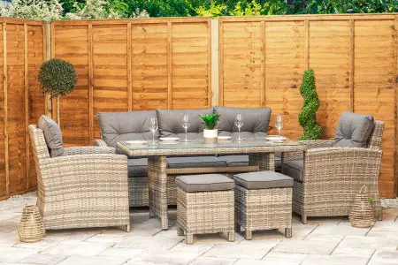 Sapcote Modular Lounge Dining Set in Grey Rattan