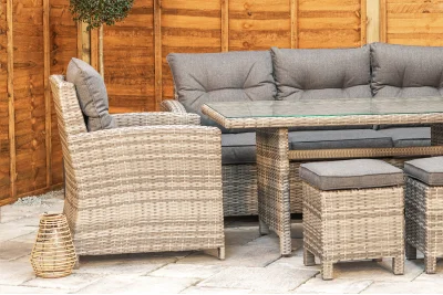 Sapcote Modular Lounge Dining Set in Grey Rattan