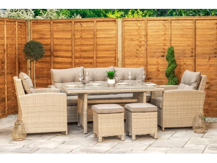Sapcote Modular Lounge Dining Set in Natural Rattan