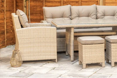 Sapcote Modular Lounge Dining Set in Natural Rattan