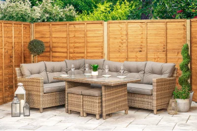 Sapcote Modular Corner Dining Set in Brown Rattan 