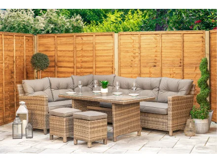 Sapcote Modular Corner Dining Set in Brown Rattan 