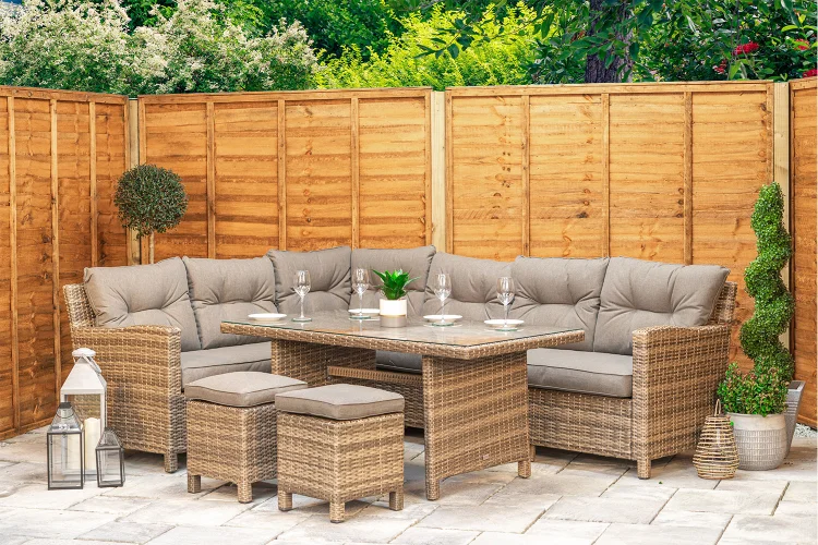 Sapcote Modular Corner Dining Set in Brown Rattan 