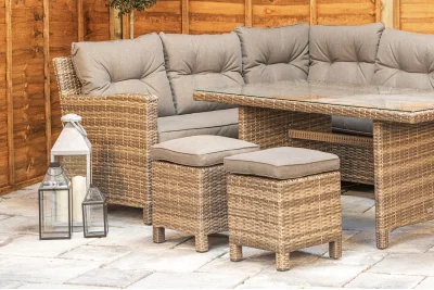 Sapcote Modular Corner Dining Set in Brown Rattan 