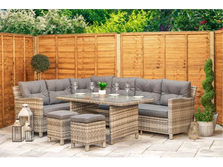 Sapcote Modular Corner Dining Set in Grey Rattan 