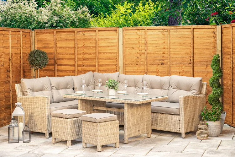Sapcote Modular Corner Dining Set in Natural Rattan 