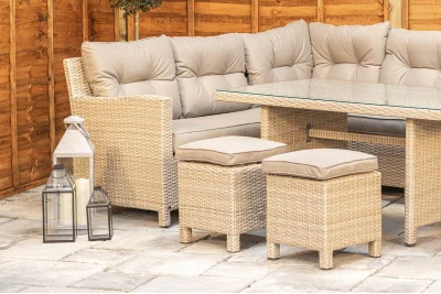 Sapcote Modular Corner Dining Set in Natural Rattan 