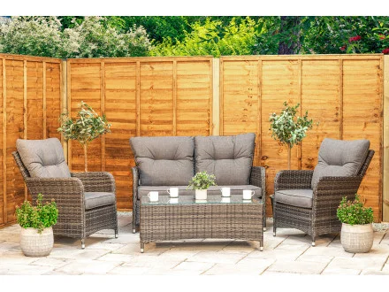Sapcote Sofa Lounge Set Dark Grey Rattan 