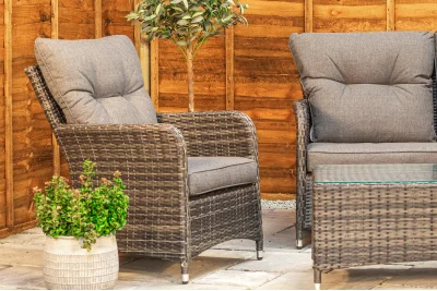 Sapcote Sofa Lounge Set Dark Grey Rattan 