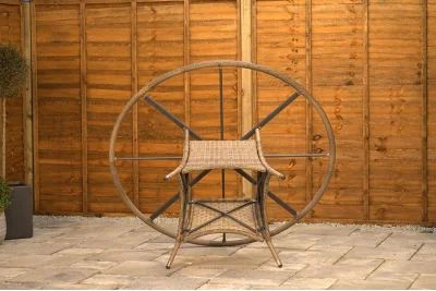 Burbage 4 Seater Round Reclining Dining Set in Cappuccino Rattan