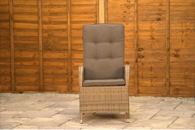Burbage 4 Seater Round Reclining Dining Set in Cappuccino Rattan