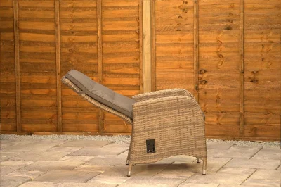 Burbage 4 Seater Round Reclining Dining Set in Cappuccino Rattan