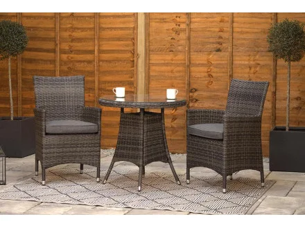 Sapcote Bistro Set in Stone Grey Rattan