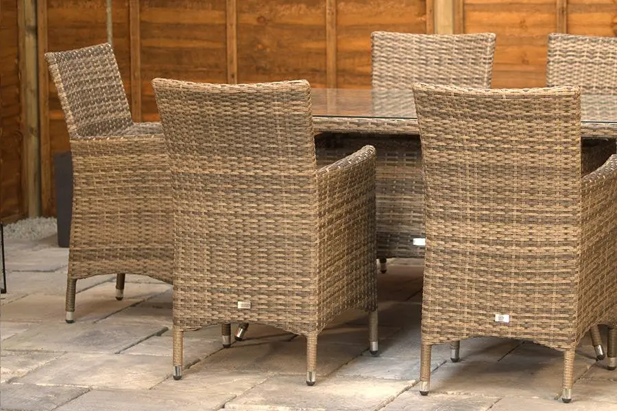 #AskGFUK for Sapcote 6 Seater Rectangular Dining Set in Brown Rattan