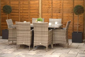 Sapcote 6 Seater Rectangular Dining Set in Grey Rattan Sapcote 6 Seater Rectangular Dining Set in Grey Rattan