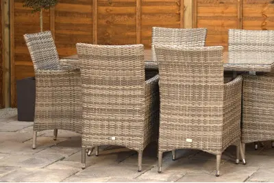 Sapcote 6 Seater Rectangular Dining Set in Grey Rattan
