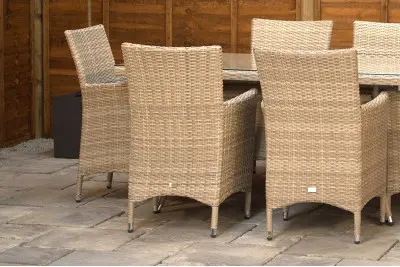 Sapcote 6 Seater Rectangular Dining Set in Natural Rattan