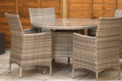 Sapcote 4 Seater Round Dining Set in Grey Rattan