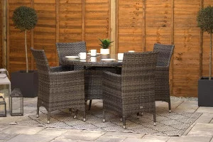 Sapcote 4 Seater Round Dining Set in Dark Grey Rattan Sapcote 4 Seater Round Dining Set in Dark Grey Rattan