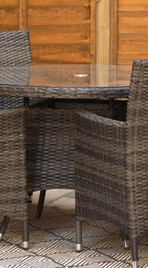 #AskGFUK for Sapcote 4 Seater Round Dining Set in Dark Grey Rattan