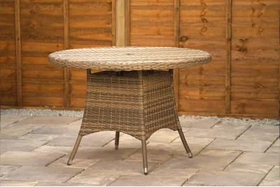 Sapcote 4 Seater Round Dining Set in Brown Rattan