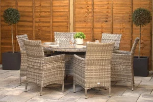 Sapcote 6 Seater Round Dining Set in Grey Rattan Sapcote 6 Seater Round Dining Set in Grey Rattan