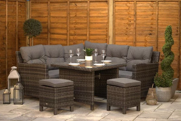 Sapcote Mini Modular Corner Set in Dark Grey Rattan 