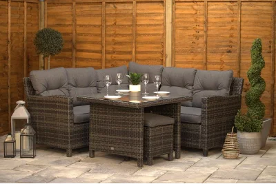 Sapcote Mini Modular Corner Set in Dark Grey Rattan 