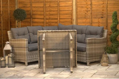 Sapcote Mini Modular Corner Set in Grey Rattan 