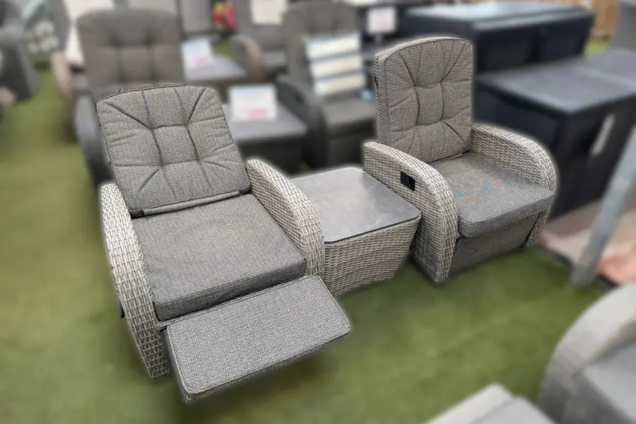 #AskGFUK for Burbage 2026 Rocking/Non-Rocking Recliner Bistro Set Silver Grey