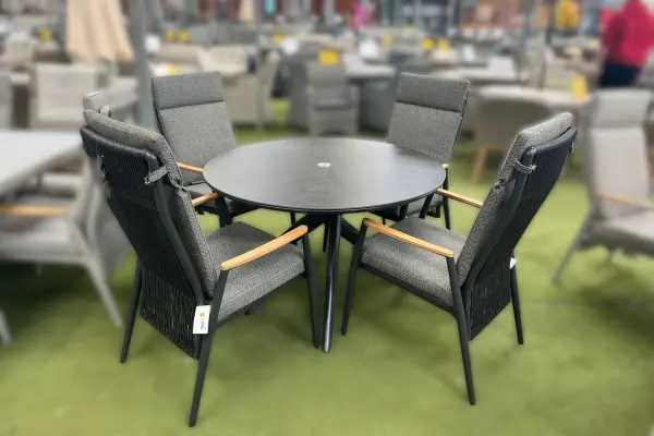 Cosby 4 Seater Reclining Dining Set in Grey