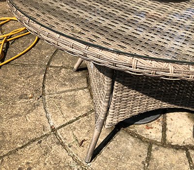 rattan table after 8 years